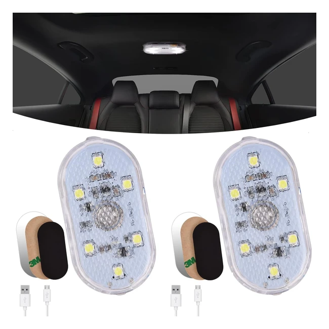 URAQT Car Interior Lighting - 2pcs 150mAh LED Car Interior Lighting with On/Off USB Sensor Light Touch Switch - Rechargeable for Car RV Bus Caravan Boat