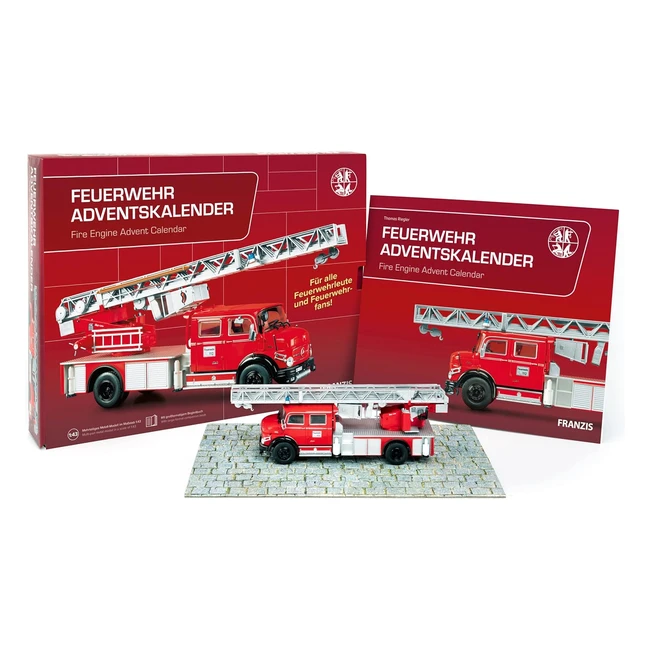 Calendrier de l'Avent Pompiers Mercedes-Benz L1519 - Kit de Construction Métallique - Échelle 1:43 - Livre d'Accompagnement Inclus
