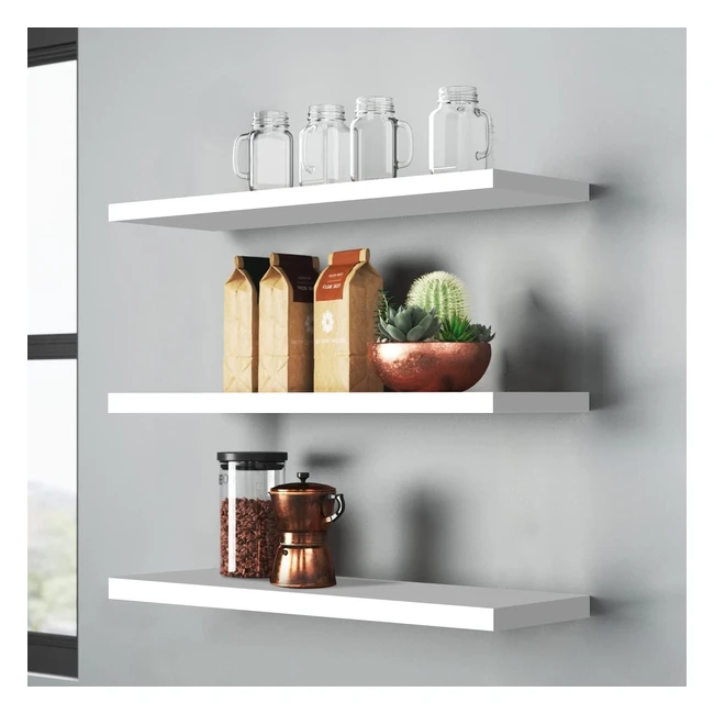 Set of 3 Wall Floating Shelves - Wood Wall Shelves for Living Room Bedroom Bathr