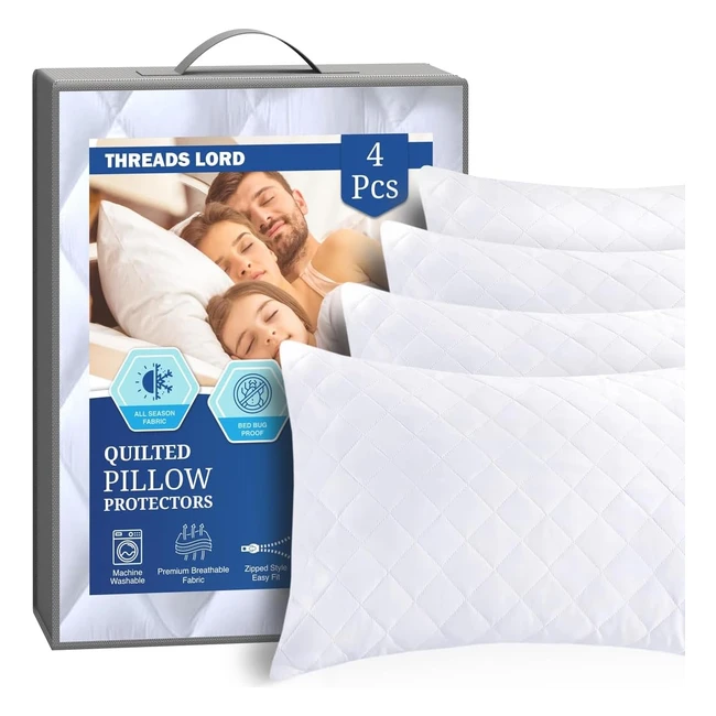 Leostl Pillow Protectors 6 Pack - Ultra Soft, Hypoallergenic, Breathable - 50 x 75cm