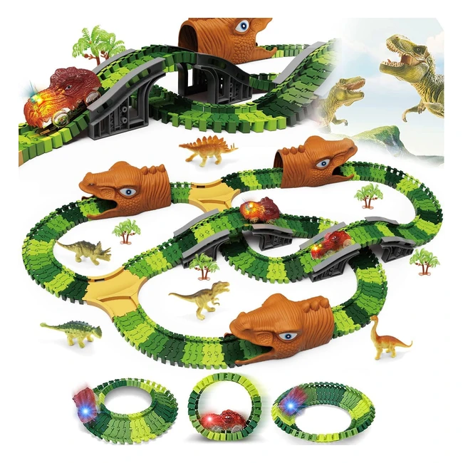 Dinosaur Kids Play Car Race Tracks - 268pcs - Create a Dinosaur World Racing Track - Best Gifts for Kids