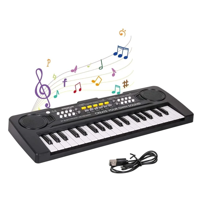 Shayson Clavier de Piano Enfants 37 Touche USB Musical Portable - Cadeau pour Enfants