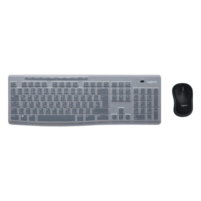 Logitech MK270 Desktop für Bildung mit Silikonhülle, kabellose Tastatur-Maus-Kombination für Windows, 2,4 GHz USB kompakte Maus, 8 Multimediatasten, PC, deutsches QWERTZ-Layout, schwarz