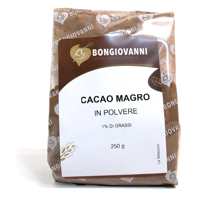Bongiovanni Farine e Bont Naturali Cacao Magro in Polvere - 1 di Grassi 250g