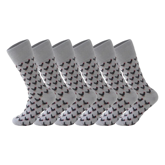 Niofind Mens Socks 6 Pairs Multipack - Smart Dress Socks Black Patterned  Pla