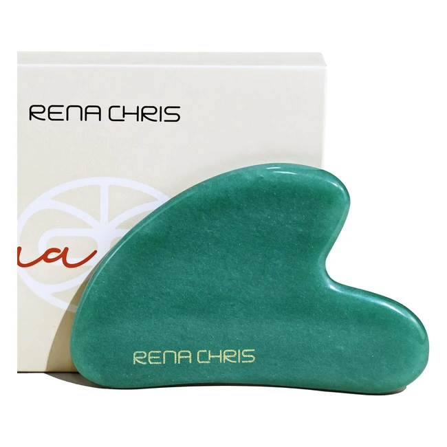 Rena Chris Gua Sha Facial Tools - Natural Jade Stone for Jawline Sculpting - Reduce Puffiness - Skin Care Gift