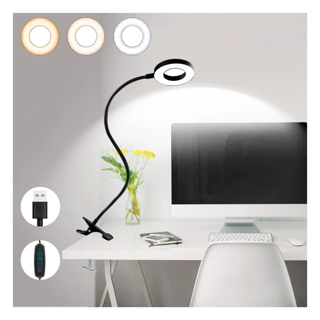 Lampe de lecture pince JigerJS USB 48 LED - Protection yeux - Col cygne flexible