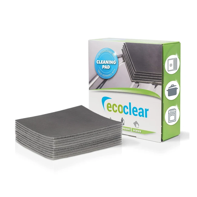 Esponja limpiadora Ecoclear para acero inoxidable 10 piezas - Limpieza profesional y antibacteriana