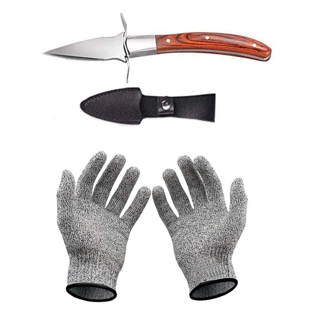 Ensemble couteau à huîtres et gants résistants aux coupures - Ouvreur huîtres et gants de protection pour coquillages ou fromages à pâte dure