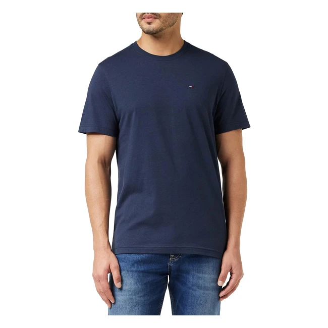 Tommy Jeans T-Shirt Uomo Maniche Corte TJM Original Slim Fit Blu Black Iris XXL