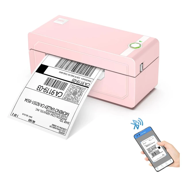 Jadens Bluetooth Thermal Label Printer 4x6 Pink - Wireless Shipping Label Printe