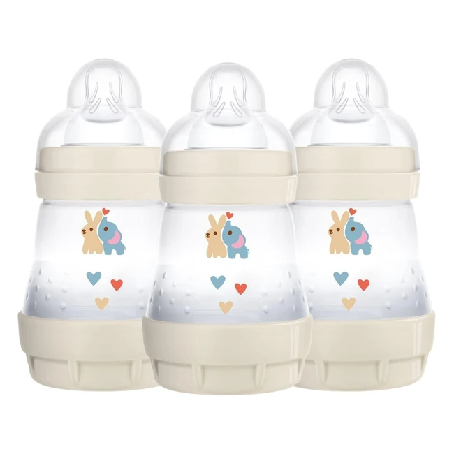 MAM Easy Start Self Sterilising AntiColic Baby Bottles - 3x160ml - Cream Design - #FB0403U2