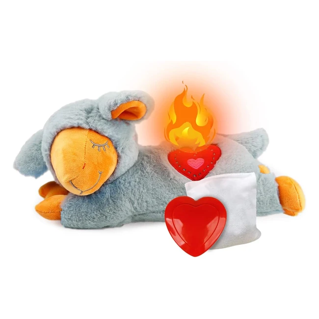 AFP Little Buddy Heartbeat Toy for Puppy Dog - Snuggle Sheep Toy for Anxiety Relief - Plush Comfort Toy for Pets - Grey Sheep