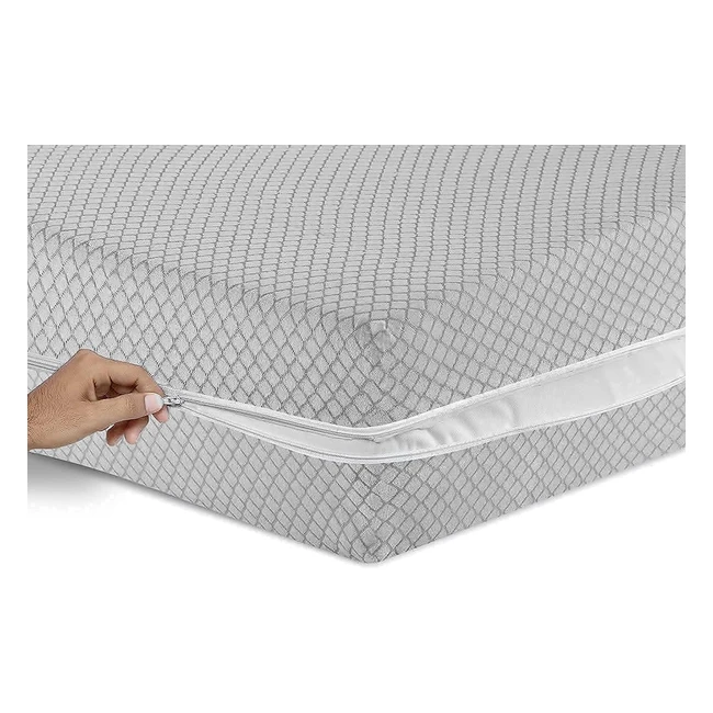 100 Poly Cotton Mattress Cover - Total Encasement - Zippered - Light Grey - Double