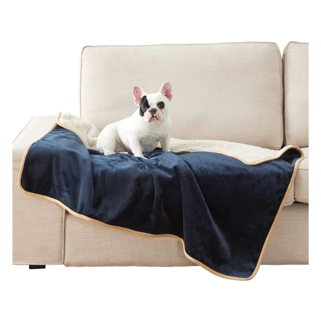Lesure Waterproof Dog Blanket - Washable, 120x100cm, Soft Plush Navy