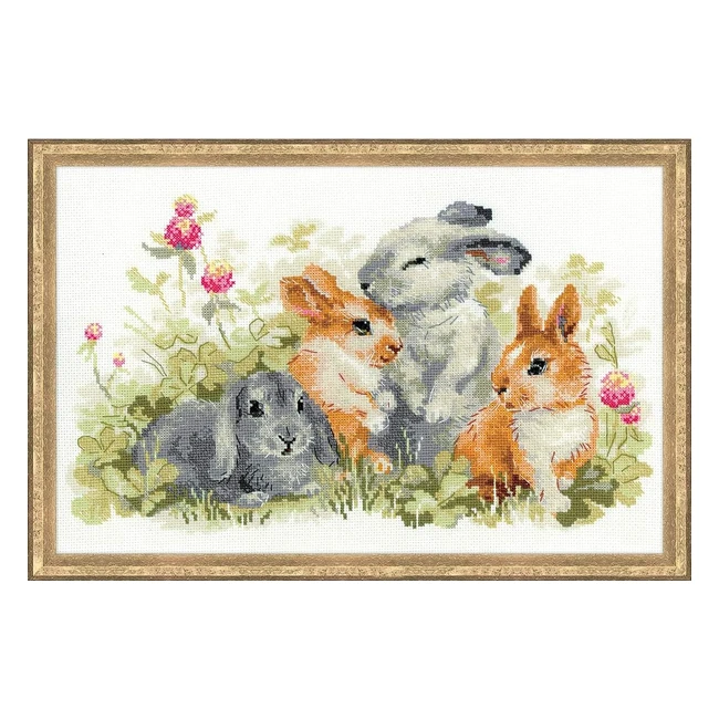 Kit de broderie point de croix famille lapins multicolore RIOLIS RI1416