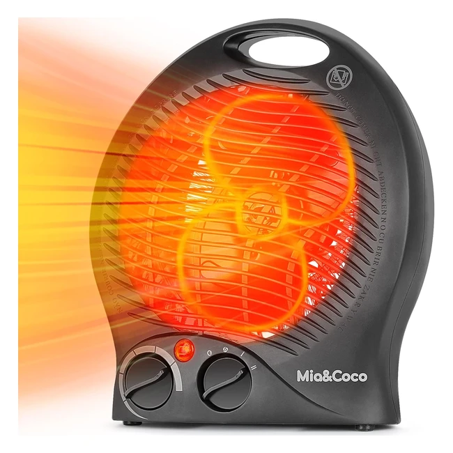 Miacoco Fan Heaters - Low Energy Silent 2000W 2in1 Portable Space Heaters