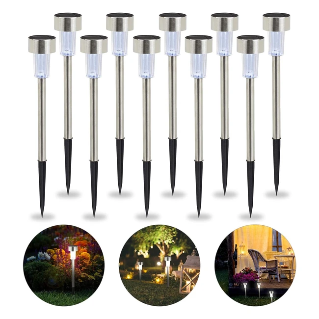 Set 10 Lampade Solari LED Impermeabili Relaxdays - Luce Bianca Argento - Codice Prodotto: 12345