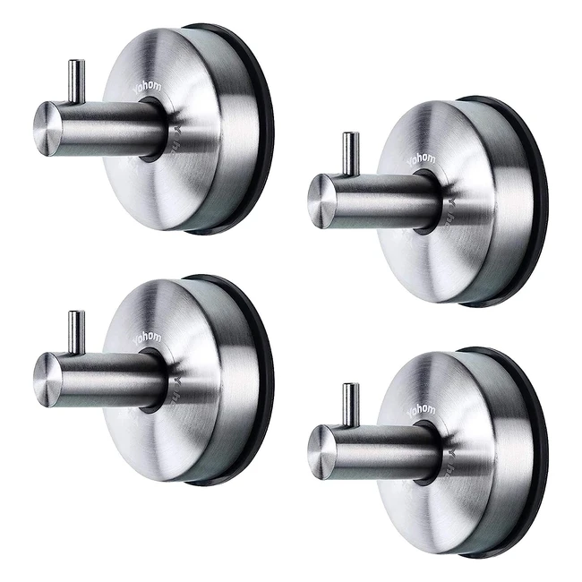 YOHOM Vacuum Suction Cup Towel Hooks - Stainless Steel - No Drill - Heavy Duty -