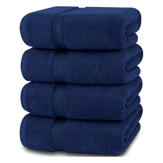 Premium Utopia Towels 4-Piece Bath Towels Set - Quick Dry, Highly Absorbent, Soft Feel - Navy
