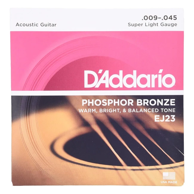Cordes de guitare D'Addario EJ23 en bronze phosphoreux - Spectre riche et complet - Légères