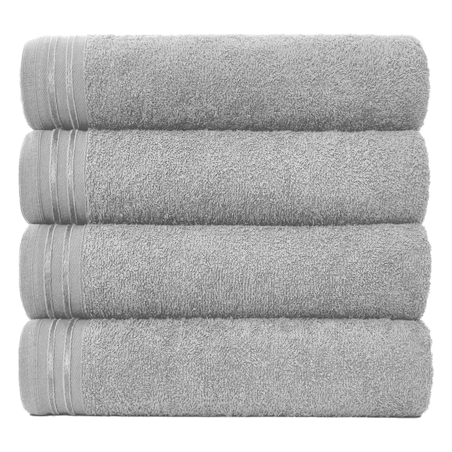 Luxury Egyptian Cotton Bath Sheet Set - Extra Soft  Absorbent - 4 Pack - Silver