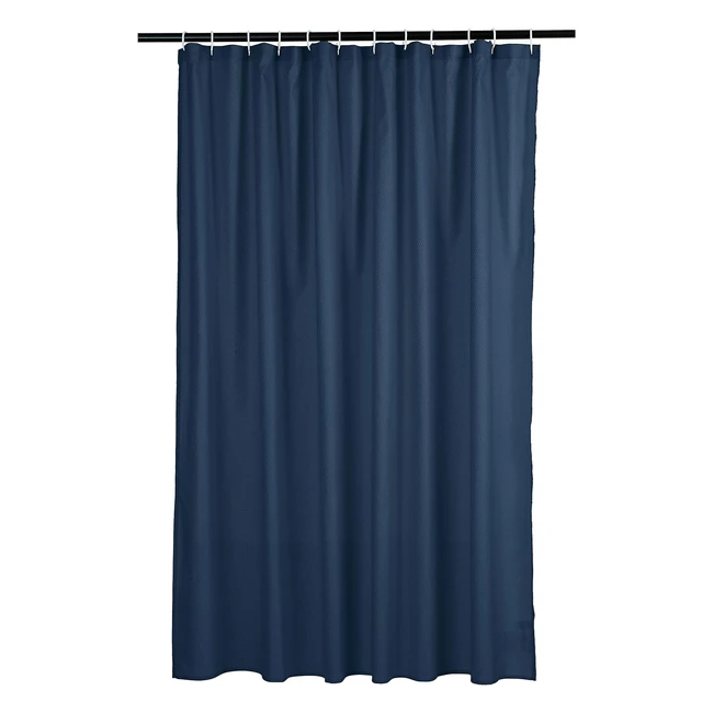 Amazon Basics Waffle Texture Shower Curtain - Navy Blue (183x183cm) | Durable & Stylish