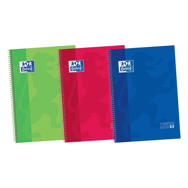 Cuadernos Oxford A4, Cuadrícula 5x5, Tapa Extradura, 80 Hojas Microperforadas, Pack 3 Libretas