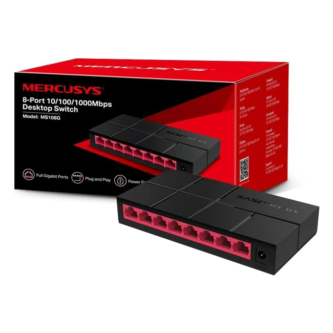 Mercusys 8-Port 100/1000Mbps Ethernet Switch - Plug & Play, Saves Power up to 82%
