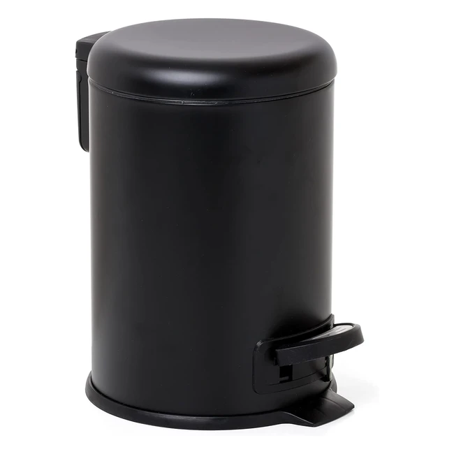 Tatay Kosmetik Mülleimer mit Edelstahl-Pedal, 3L Kapazität, abnehmbares Innenfutter, Soft-Lock-Verschluss, BPA-frei, schwarz, 175 x 225 x 25 cm