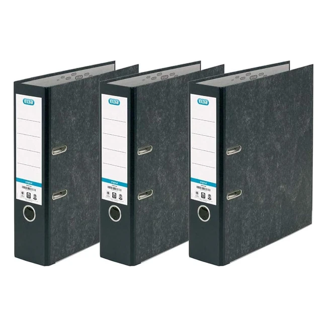 Elba A4 Lever Arch File - Pack of 3 Folders, Black, Durable & Spacious