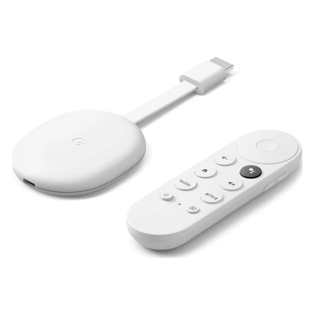 Google Chromecast with Voice Search - 4K Snow - Stream Entertainment on Your TV - Watch Films, TV Programmes, Netflix, NowTV, and More - Simple Setup