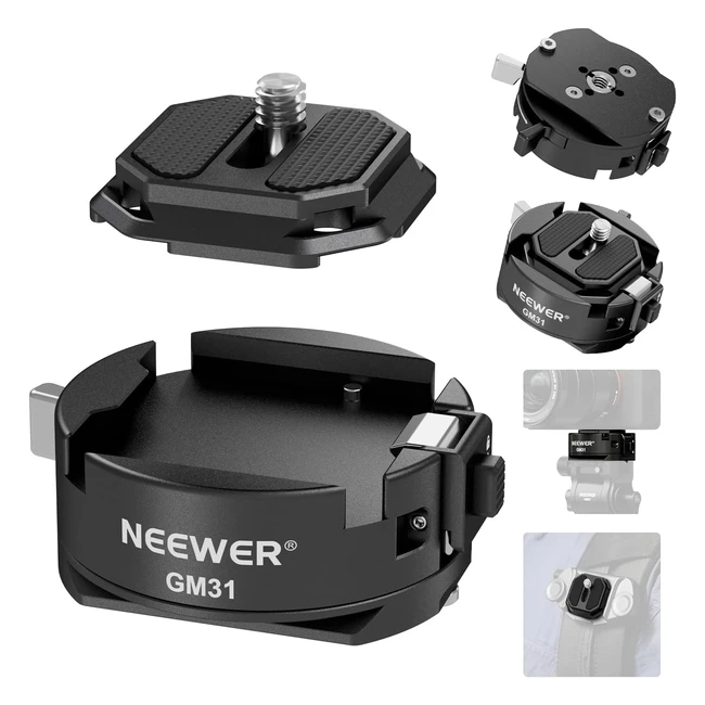 Kit de Plaque de Dégagement Rapide Neewer pour Caméra QR Compatible avec PD Peak Design Filetage 1/4'' 3/8'' pour Tête Trépied DJI RS Gimbal GM31