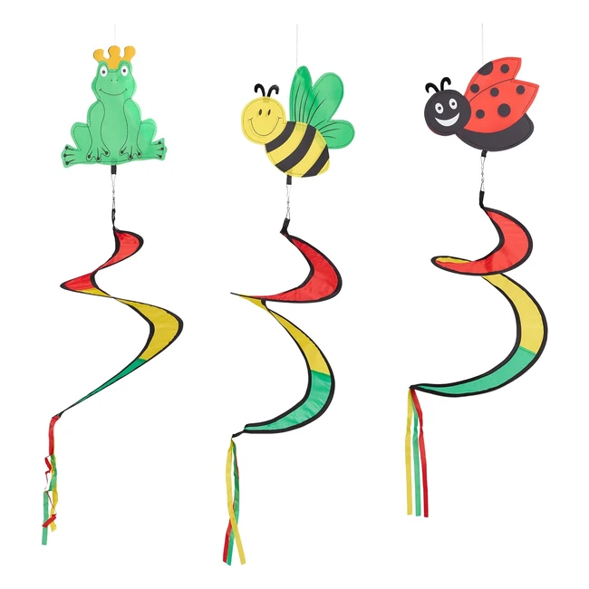 Moulin  vent en spirale Relaxdays set de 3 motifs animaux pour jardin et balc