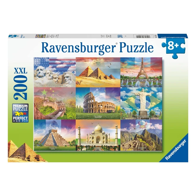 Puzzle Enfant Ravensburger 200 P XXL - Les Monuments du Monde - DS 8 ans
