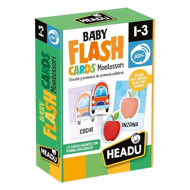 Naipes Heraclio Fournier Montessori Baby Flashcards - Escucha y Pronuncia Tus Primeras Palabras - Juego Educativo Infantil - Color Verde - Ref. 1043736