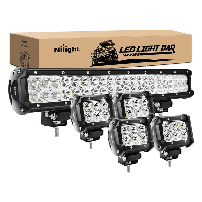 Super Bright Nilight ZH003 20inch 126W LED Light Bar Combo for Jeep Wrangler Bo