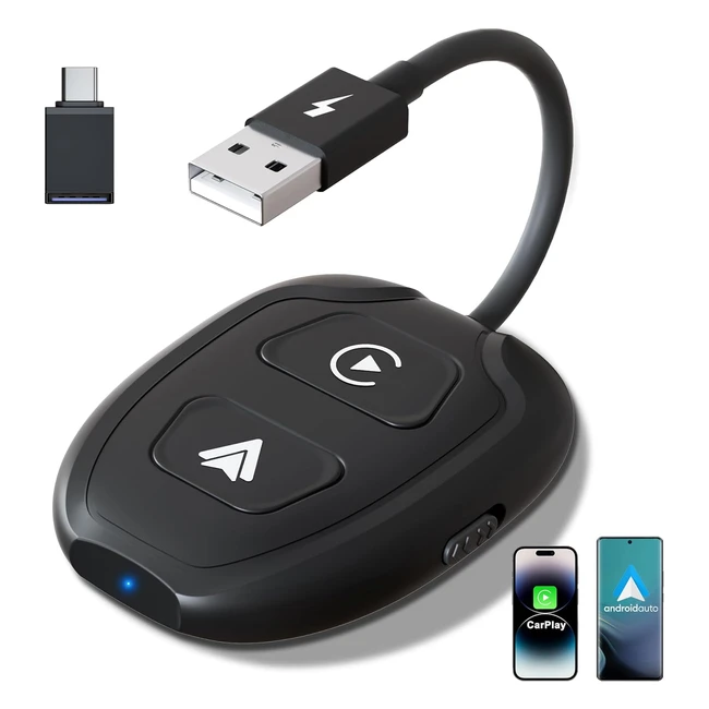 Airlinnnk 2in1 Wireless Adapter for Apple CarPlay and Android Auto - Compact, Portable, Seamless Autoconnect