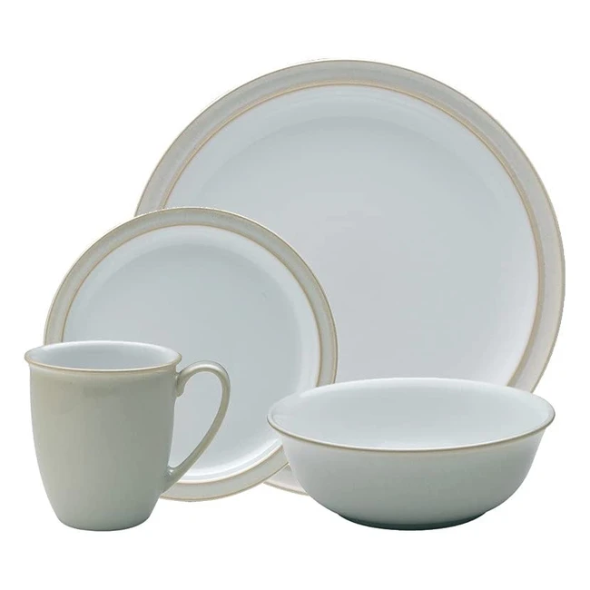 Denby Linen 4 Piece Dinnerware Set Cream - High Quality Handcrafted Dishwasher