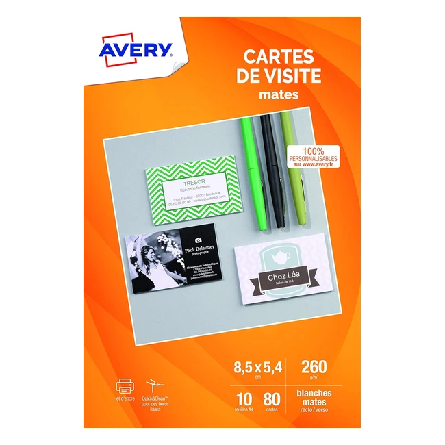 Papel Avery C320155 para tarjetas de visita - 80 unidades