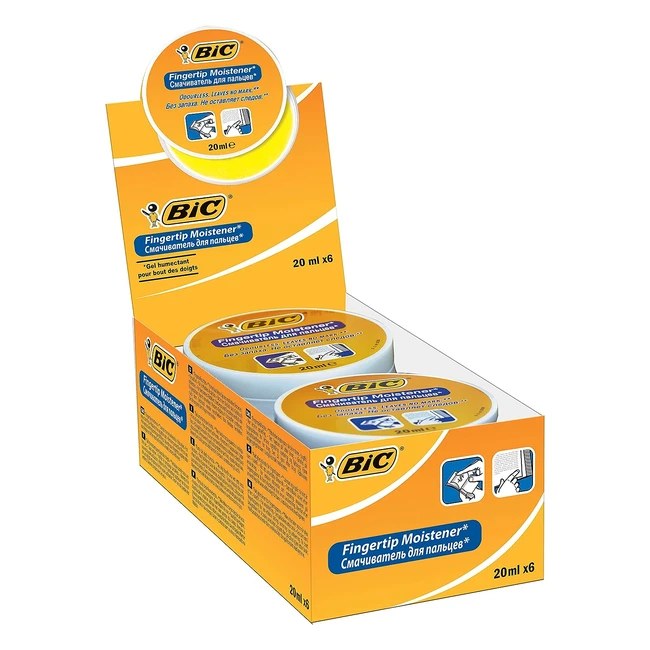 BIC 897178 Fingertip Moistener 20 ml Pack of 6 - WeiOrange - Perfekter Halt