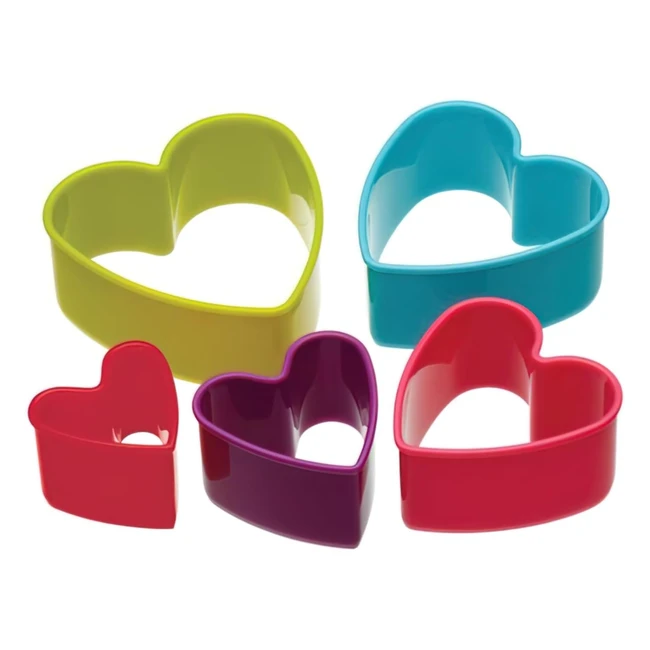KitchenCraft Colourworks 5-Piece Heart Shaped Cookie Cutters Set - Perfect for C