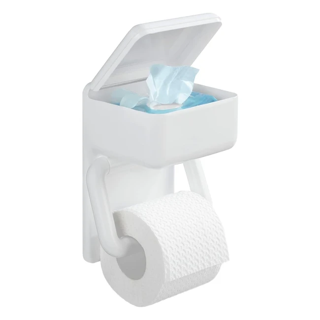 Wenko 8514500 Toilettenpapierhalter 2in1 - Hochwertiger Kunststoff - Weiß - Mit zusätzlichem Fach für Feuchttücher - Wandmontage