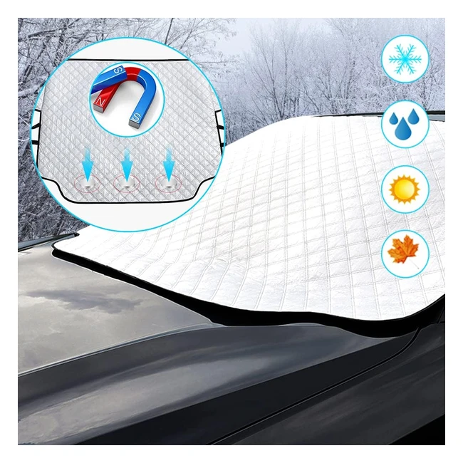 Car Windscreen Cover Frost Protector - Magnetic Snow Cover - UV Resistant - Fits Most Cars - 183x116cm
