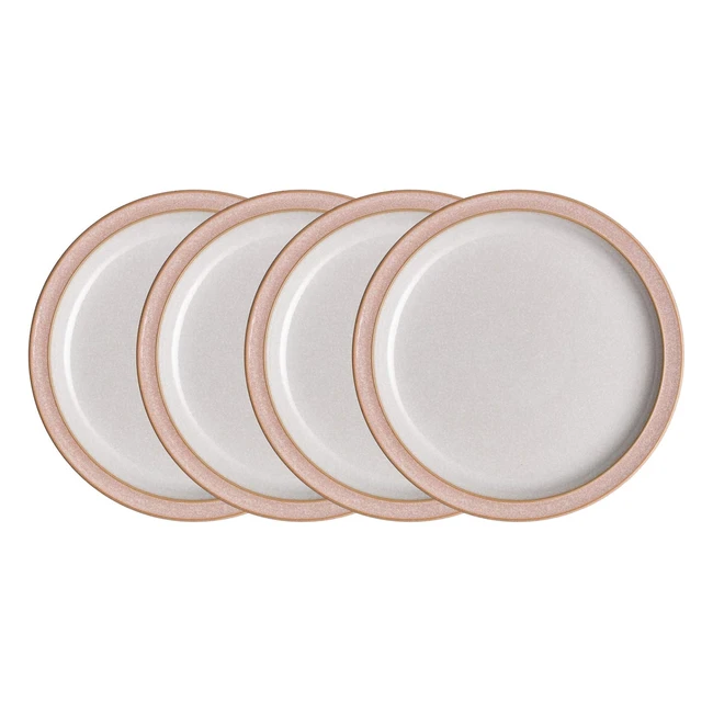 Denby Elements Sorbet Pink 4 Piece Small Plate Set - Grey/Pink/Violet - Ref: 12345 - Handcrafted, High Quality