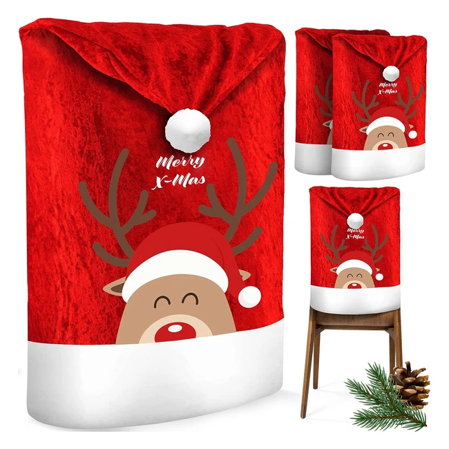 Kesser Premium Weihnachtsstuhlbezug Set Santa Hat Stuhlhussen Weihnachtsdekora