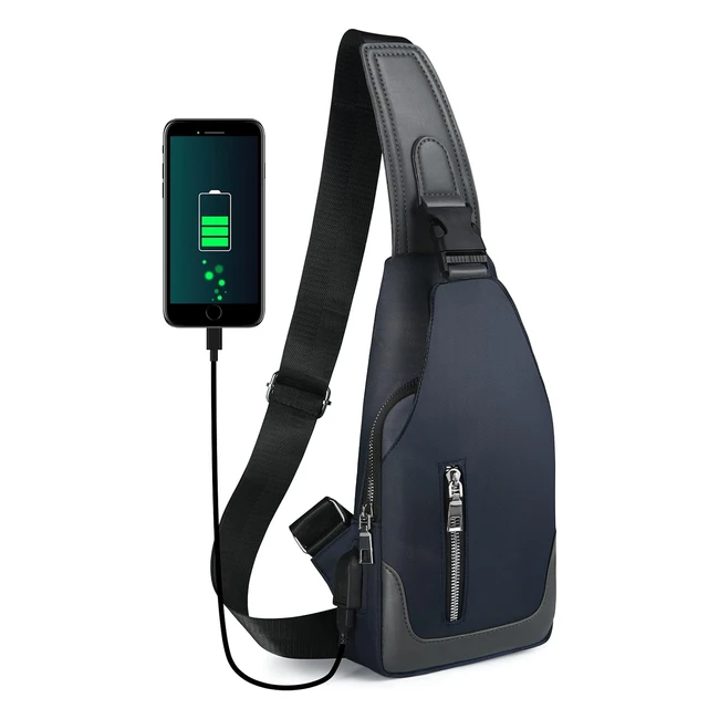 Zaino Monospalla Uomo Borsello Tracolla da Uomo Sling Bag Impermeabile - Lavoro, Sport, Trekking, Ciclismo - Include 1 Cavo USB