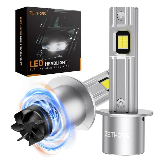 Zethors Ampoule H1 LED Voiture 100W 24000lm 6000K Blanc Froid Mini Lampe Sans Po