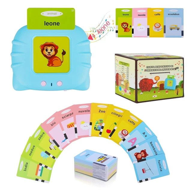 Flashcard Giocattoli Educativi per Bambini 16 Anni - 192 Fogli 384 Parole - Montessori Sensoriali - Logopedia Autismo Blu