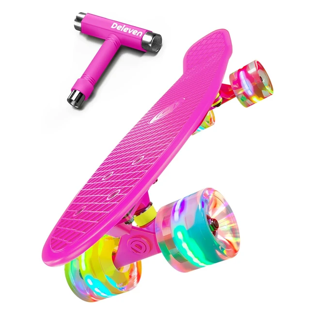 Monopatn Deleven 56cm con Ruedas LED - Skateboard para Nios Adolescentes y 
